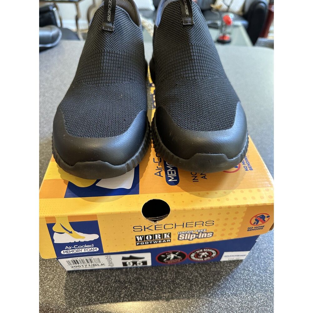 Skechers Work Slip-ins Cessnock-Rylind Mens 9.5 Black Slip Resistant Shoe 200171